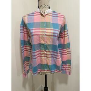 VTG Shirt Street Pink Plaid Long Sleeve Button Up Shirt Size Large